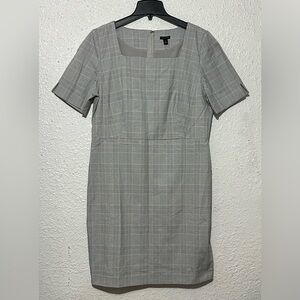 New Ann Taylor Gray Plaid Midi Dress